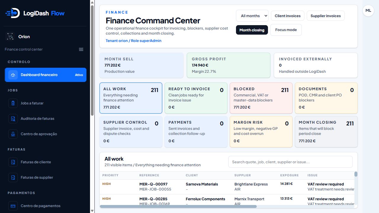 LogiDash Flow Finance Command Center
